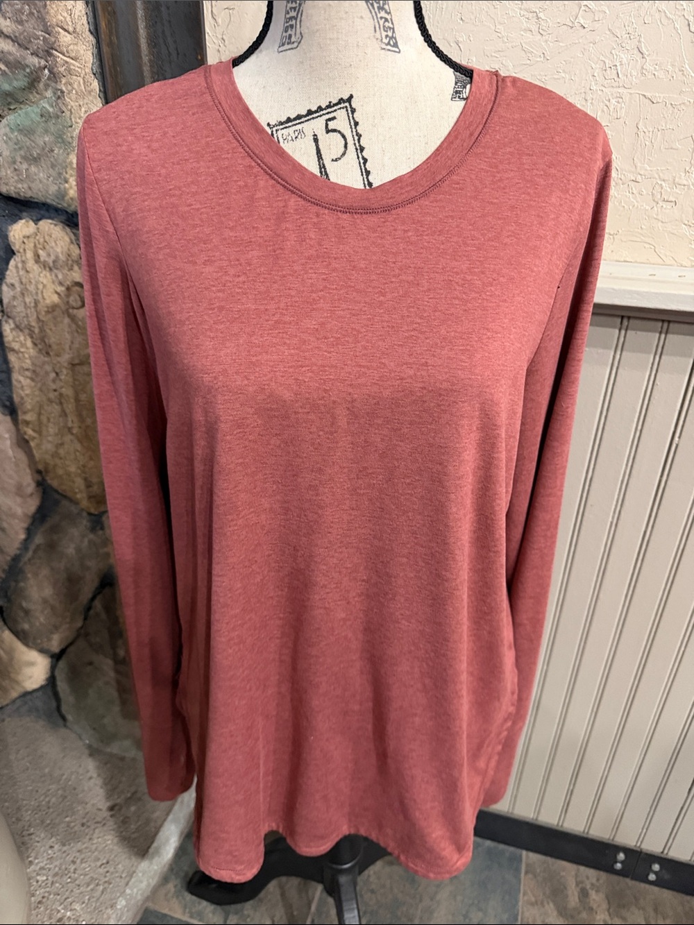 Long Sleeve Scoop Neck Top - Dusty Rose